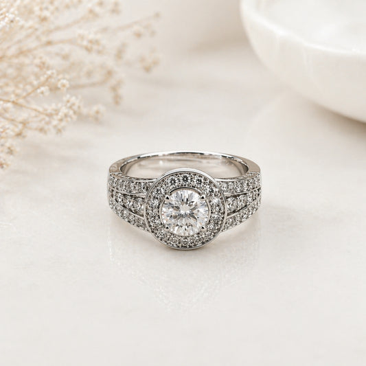 Anillo Triple Halo Riel