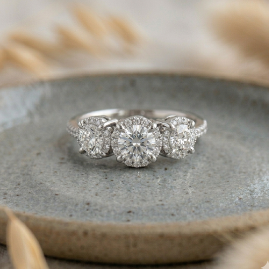 Anillo Tresillo Triple Halo Grifa