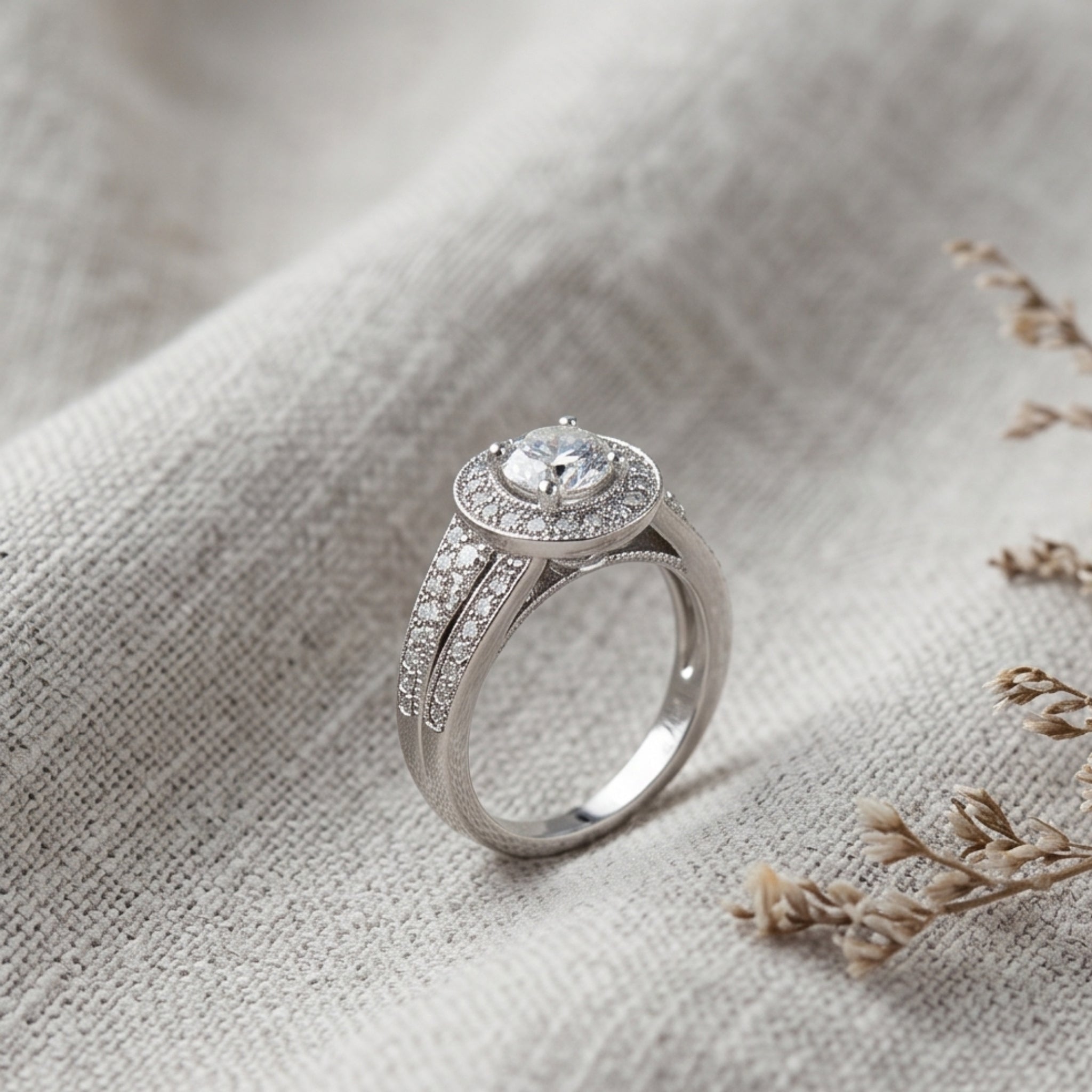 Anillo Triple Halo Riel