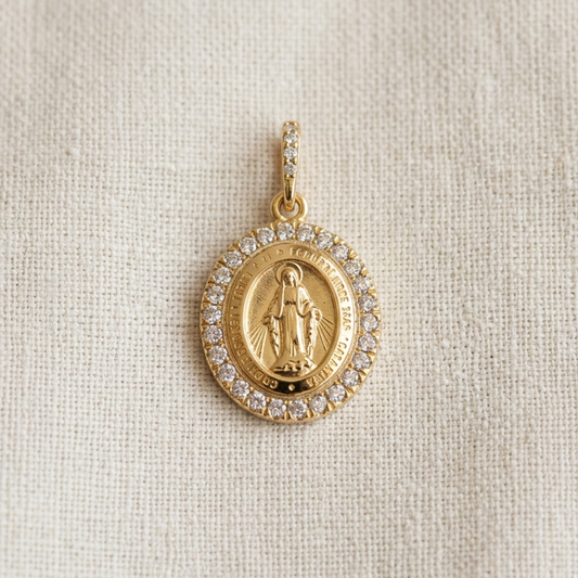 Medalla Virgen de los Rayos con Diamantes