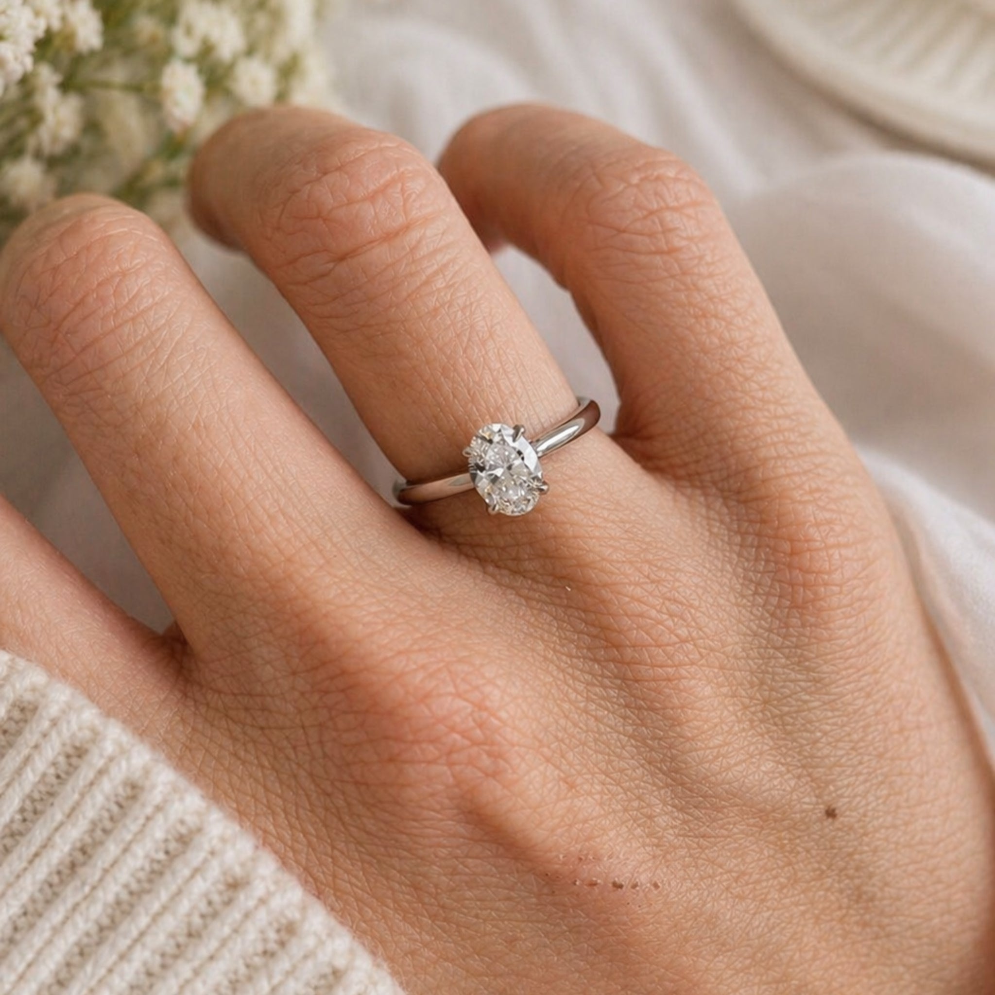 Anillo Solitario Oval