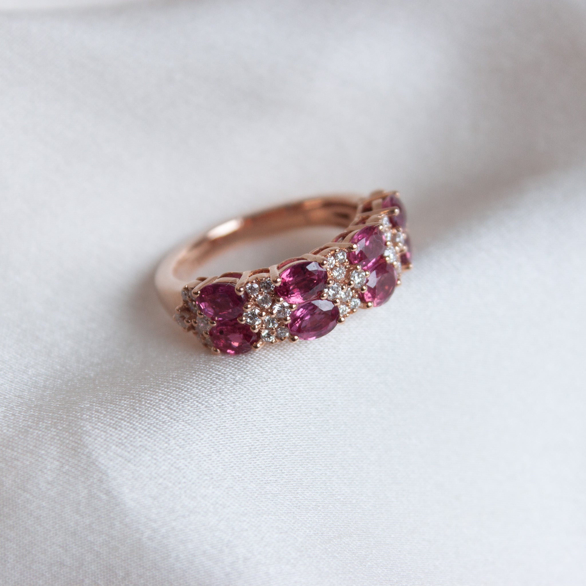 Anillo Doble Cintillo Rubí Oval
