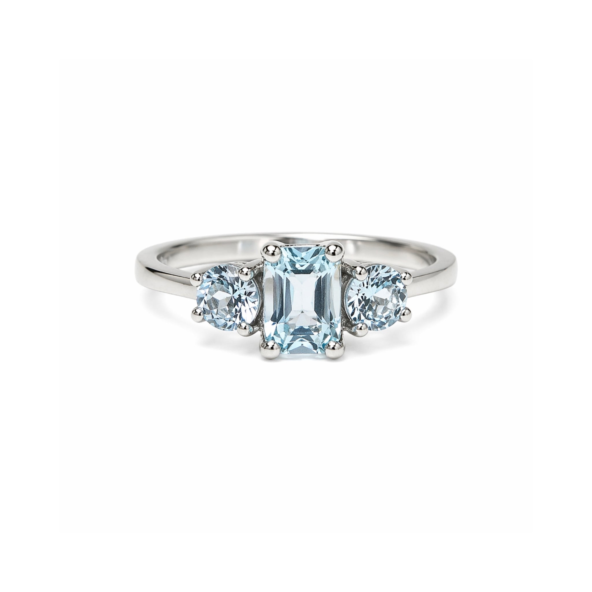 Anillo Tresillo Aguamarina