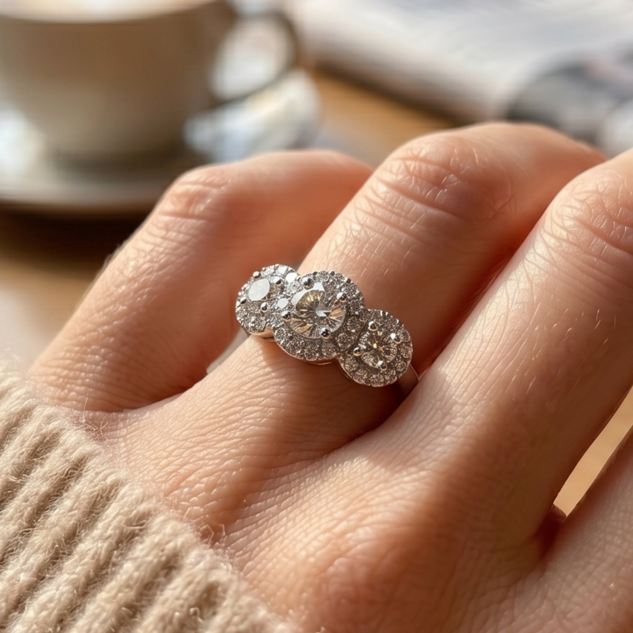 Anillo Triple Halo Grifa