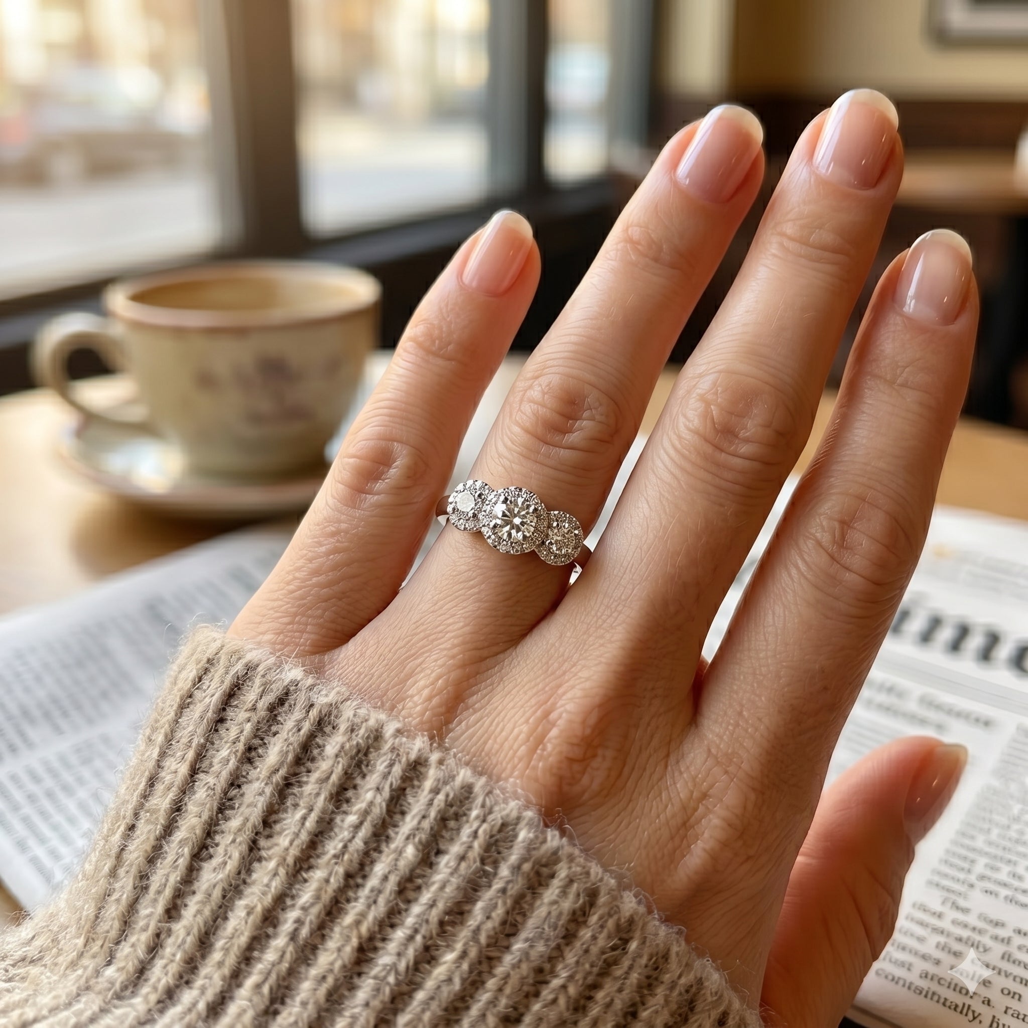 Anillo Triple Halo Grifa