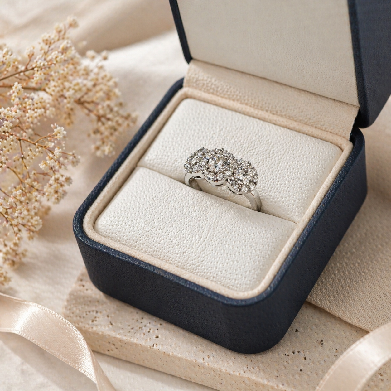 Anillo Triple Halo Grifa