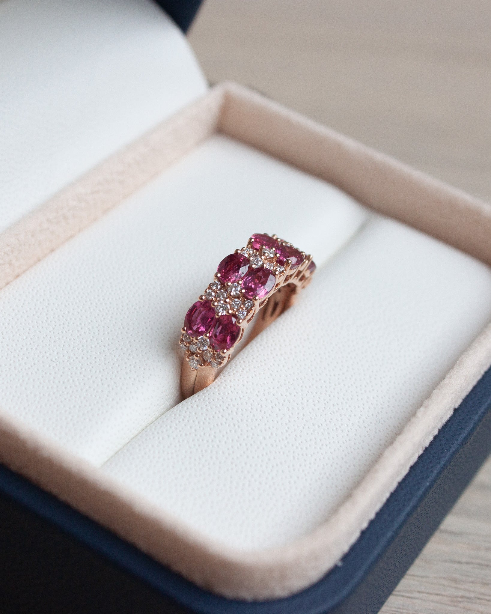 Anillo Doble Cintillo Rubí Oval