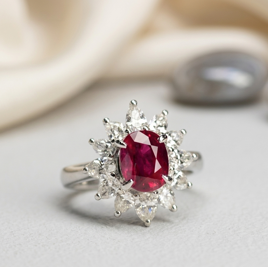 Anillo Halo Pear
