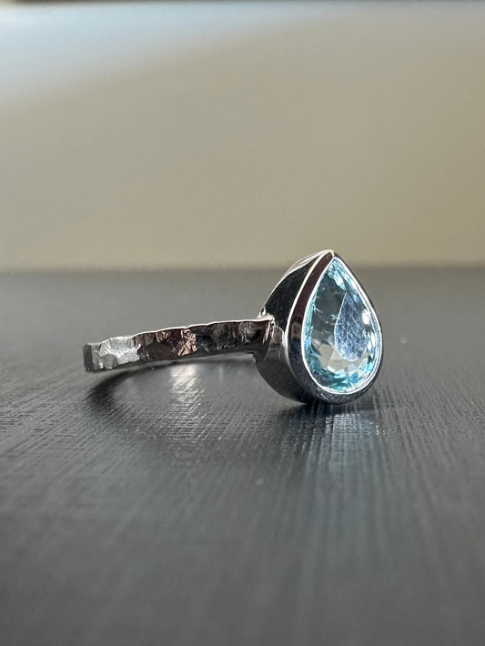Anillo Aguamarina Gota