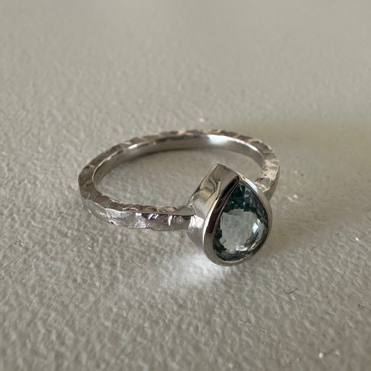 Anillo Aguamarina Gota